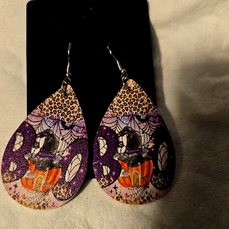 Spooky Purple Halloween Earrings